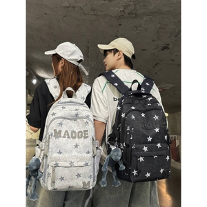 专柜品牌雾感美式街头风星芒满印双肩包初高中学生情侣款潮酷个性