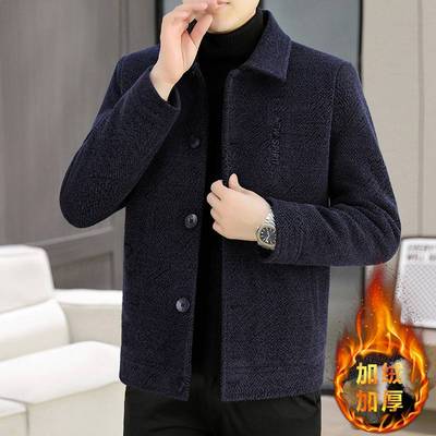 商场品牌男高端翻领毛呢夹克外套男士秋冬季2025新款商务休闲保暖