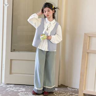 商场品牌女童2026春款上新高品抗起球毛衣马甲衬衣牛仔裤装潮流学