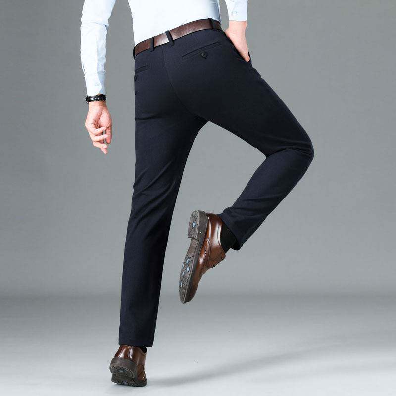 商场品牌磨毛休闲裤男秋冬新款直筒修身冬季加绒裤子男款毛呢中年