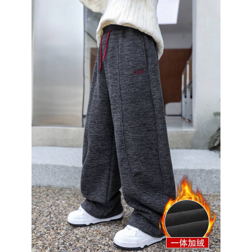 商场品牌男童加绒加厚休闲裤2025冬款新款中大童时尚休闲裤子宽松