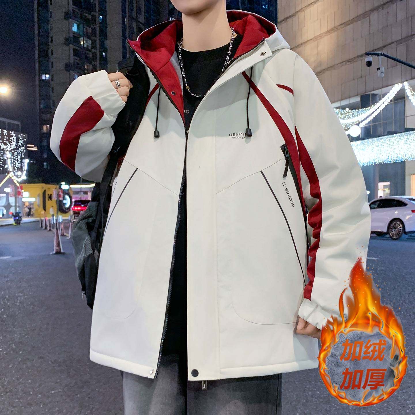 商场品牌青少年外套男秋冬款加厚加绒冲锋衣大童2025新款高初中生