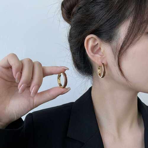 专柜品牌法式棕咖色植绒耳圈耳环女复古高级感耳钉秋冬时尚百搭显
