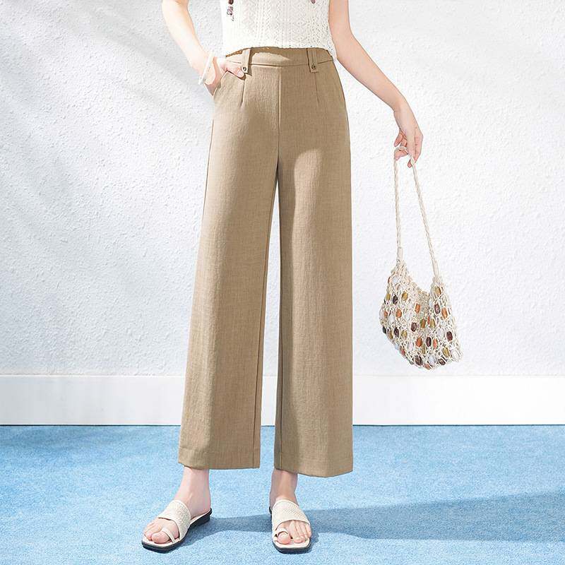 商场品牌时尚直筒烟管裤女2026夏季新款高腰西装九分裤阔腿裤宽松