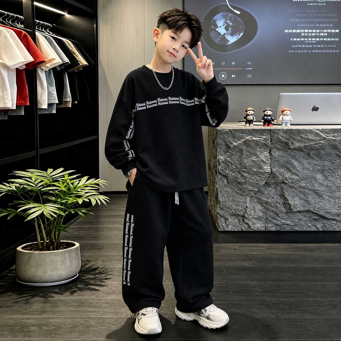 专柜品牌男童春秋款卫衣套装2026新款中大童秋季宽松男孩秋装儿童