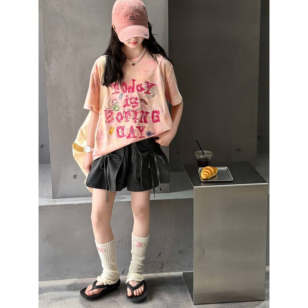 商场品牌女童网红时髦炸街套装夏季洋气中大童女孩短袖T恤运动短