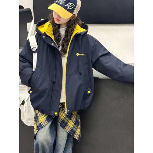 专柜品牌女童加绒棉服外套儿童新款洋气冬装中大童加厚女孩连帽派