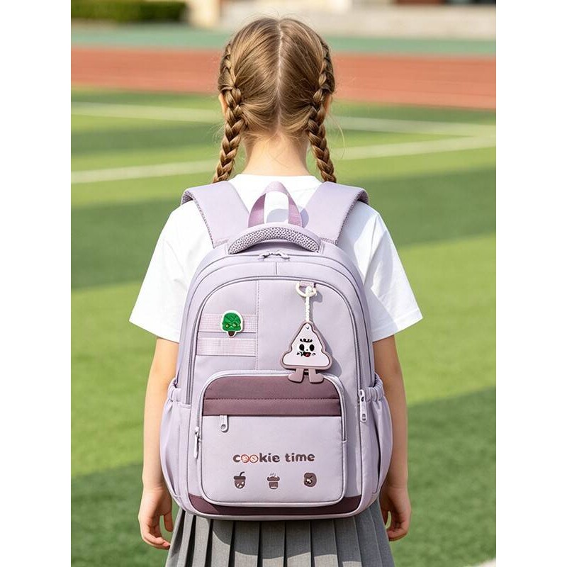 专柜品牌温柔香芋紫童趣饼干印花双肩包软萌可爱小学生2-4年级女
