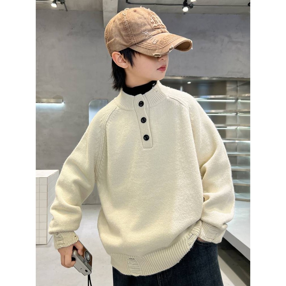 商场品牌男童毛衣秋冬款2025新款洋气中大儿童时髦秋装男孩冬季针