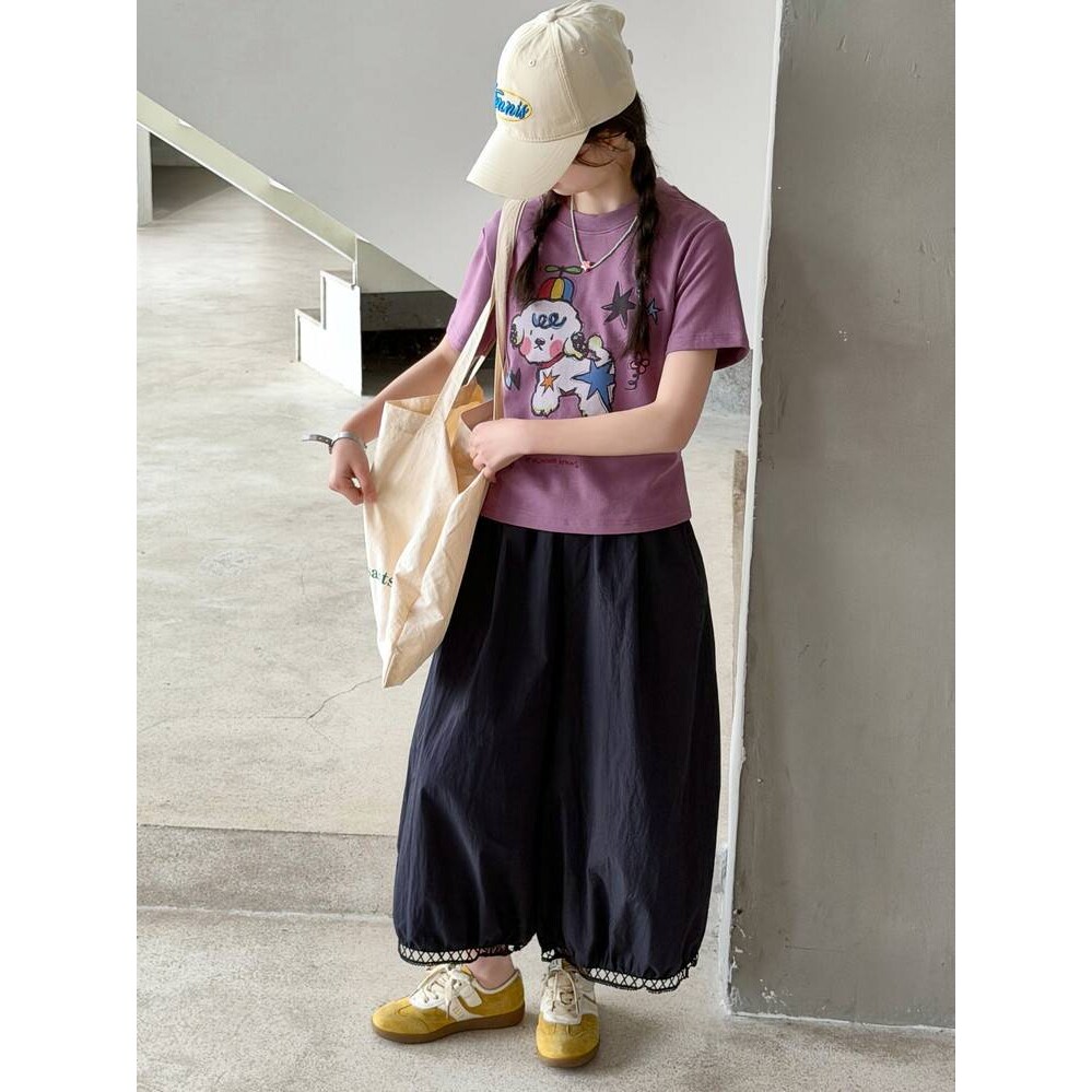 商场品牌女童夏季套装2026新款洋气儿童夏装韩版大童休闲短袖灯笼