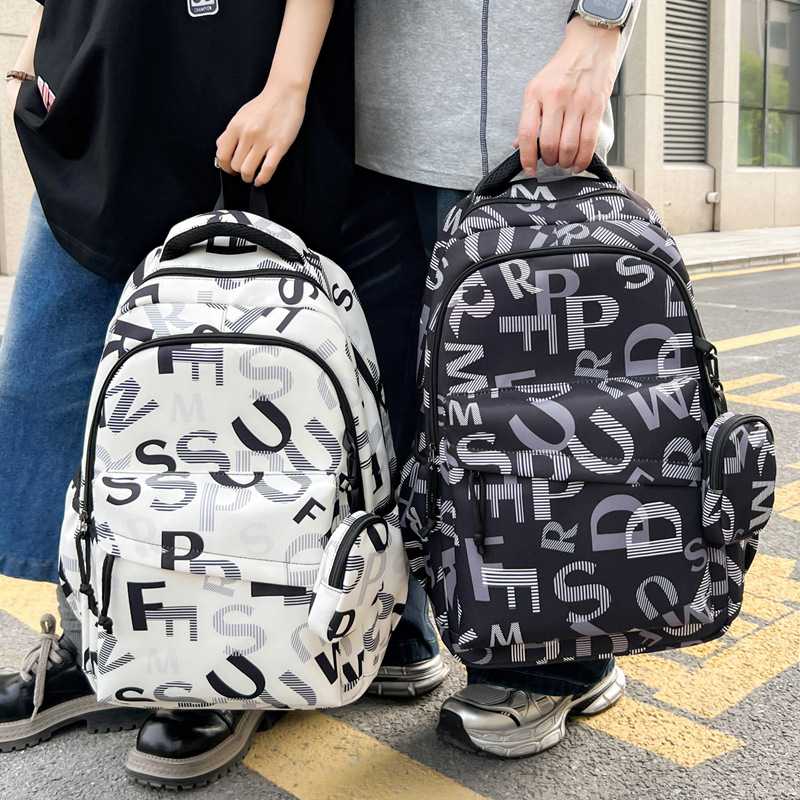 专柜品牌英文字母满印潮酷街头感双肩包学生党日常上课短途旅行背
