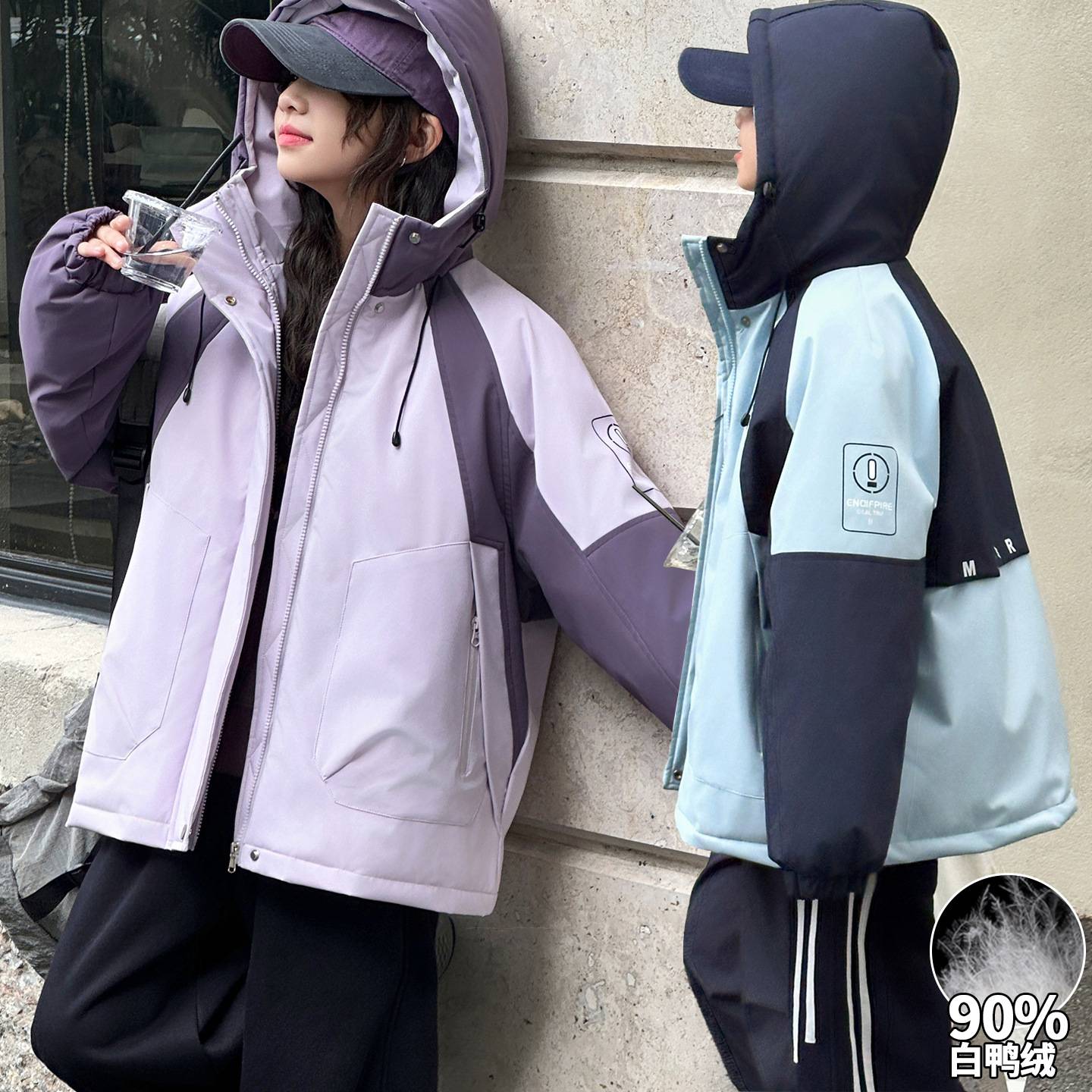 商场品牌女童装秋冬羽绒服2025新款儿童冬季保暖加厚冲锋衣90白鸭