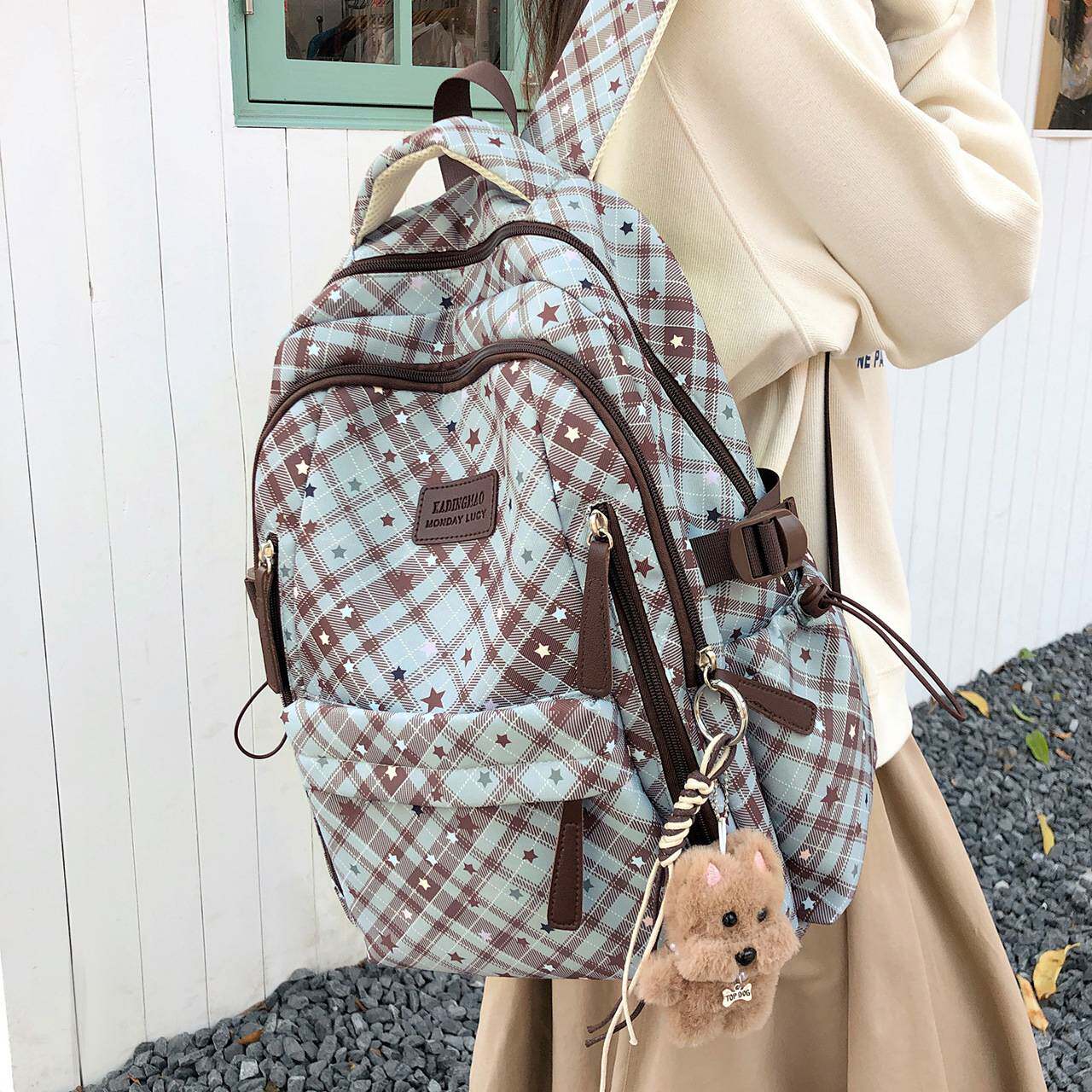 商场品牌书包女高颜值撞色百搭学院风大容量高中大学生书包休闲旅