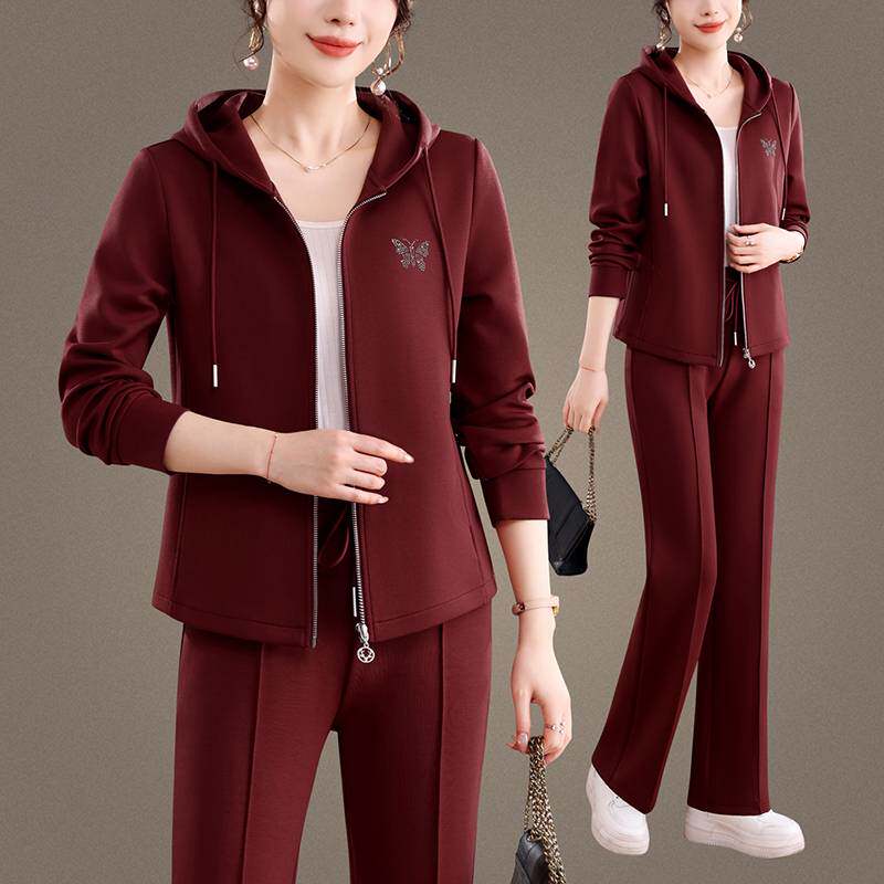 商场品牌2026 春秋运动套装女两件套慵懒风卫衣宽松遮肉居家遛弯