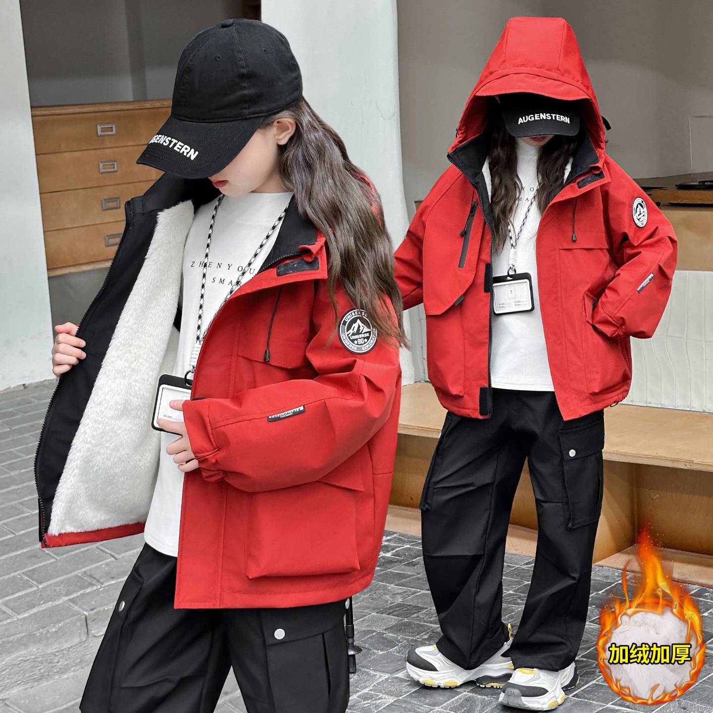 商场品牌女童棉衣秋冬外套2025新款儿童冬季加绒加厚冲锋衣大童时