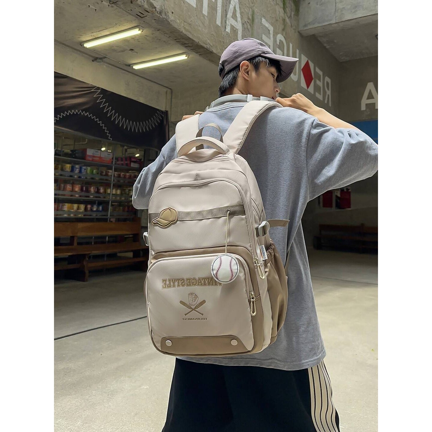专柜品牌美式潮酷拼色学院风背包帅气阳光初高中男生上课旅行百搭