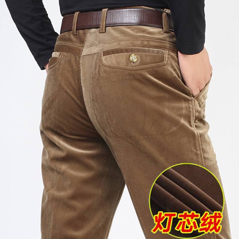 商场品牌中老年弹力灯芯绒男裤春秋男士休闲裤爸爸裤男秋冬厚款条