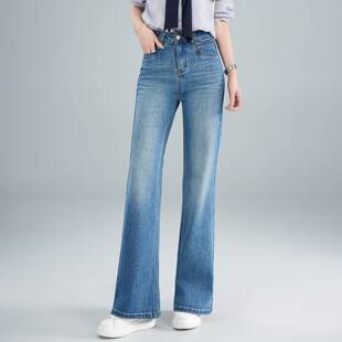 商场品牌复古高腰阔腿筒喇牛仔裤女2026年春夏季新款宽松显瘦直筒