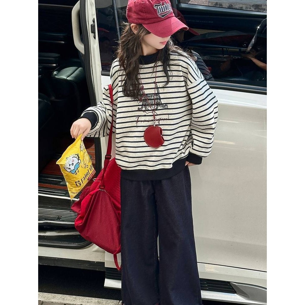 商场品牌女童加绒卫衣秋冬装2025新款洋气女孩加厚打底衫儿童冬季