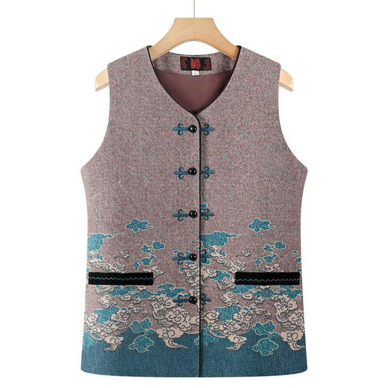 商场品牌奶奶马甲老太太春秋装外套薄款背心50-60岁妈妈老人坎肩