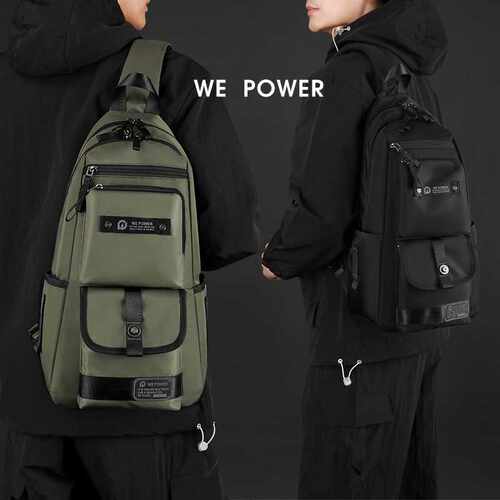 专柜品牌WEPOWER新款潮牌男士大容量单肩包多功能斜挎包户外简约