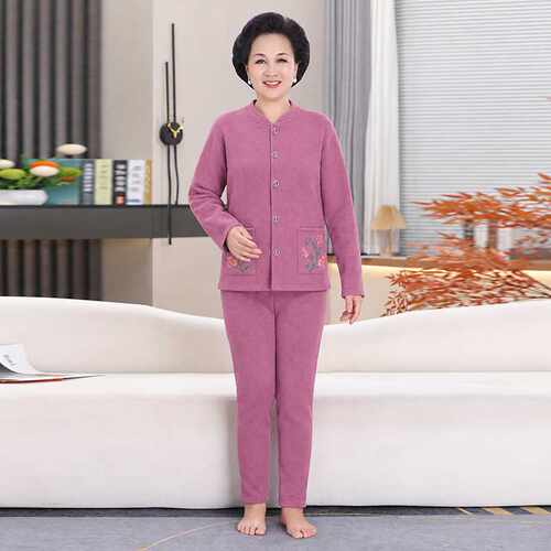专柜品牌中老年人妈妈款冬装保暖内衣套装女士加绒加厚秋衣秋裤两