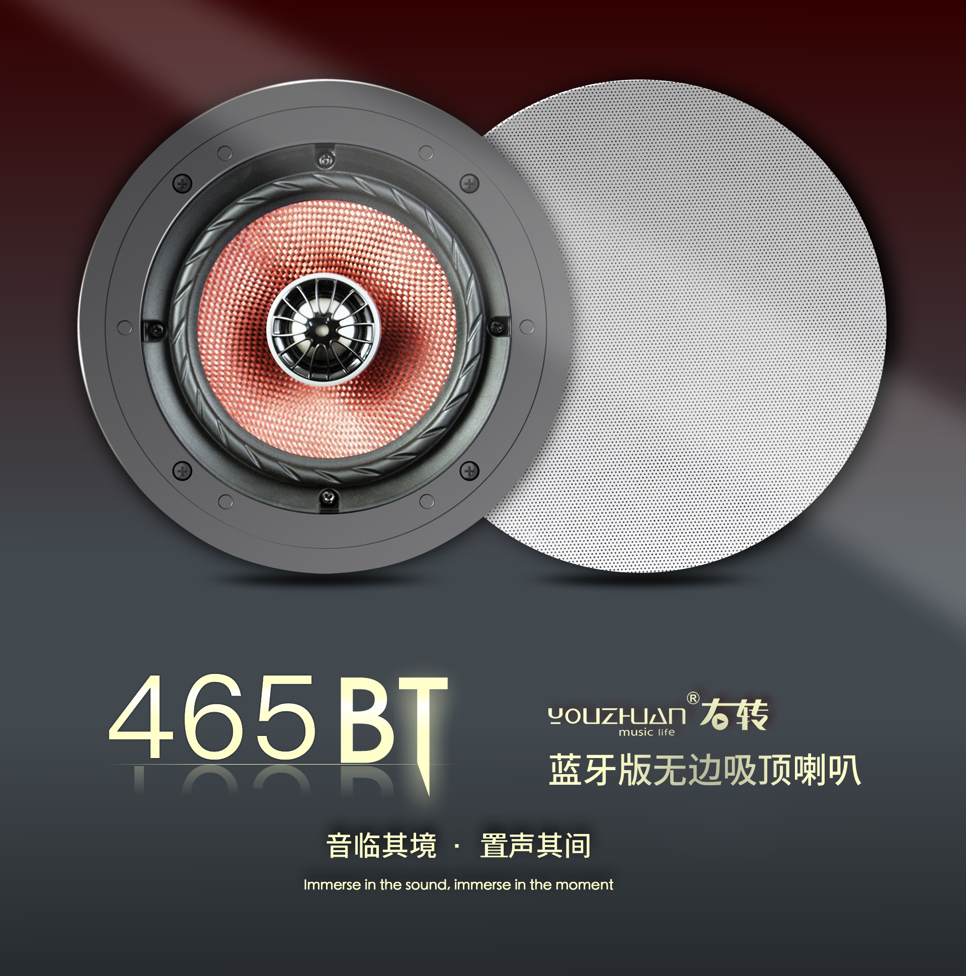 开孔18.5公分cm蓝牙低音喇叭家庭影院吸顶音响音箱高保真背景音乐
