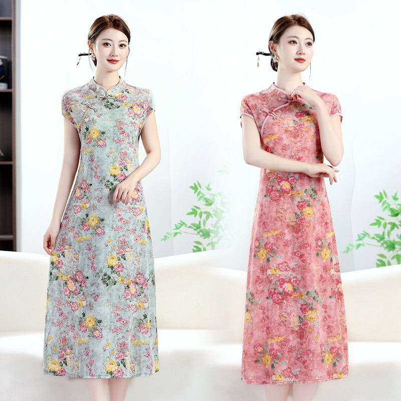新中式国风改良版旗袍裙中长款
