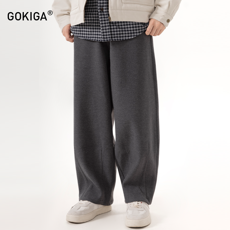 GOKIGA冬季美式复古垂感直筒裤男