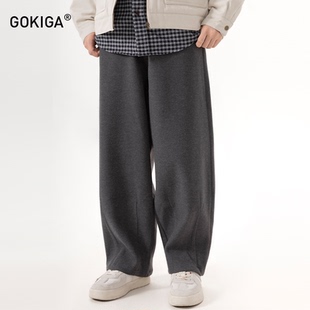 GOKIGA宫崎迦冬季美式复古垂感直筒裤男潮流宽松毛呢阔腿长裤1596