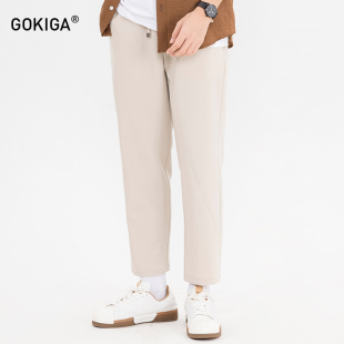 男3039 男通勤简约休闲长裤 GOKIGA宫崎迦夏季 宽松直筒锥形九分西裤