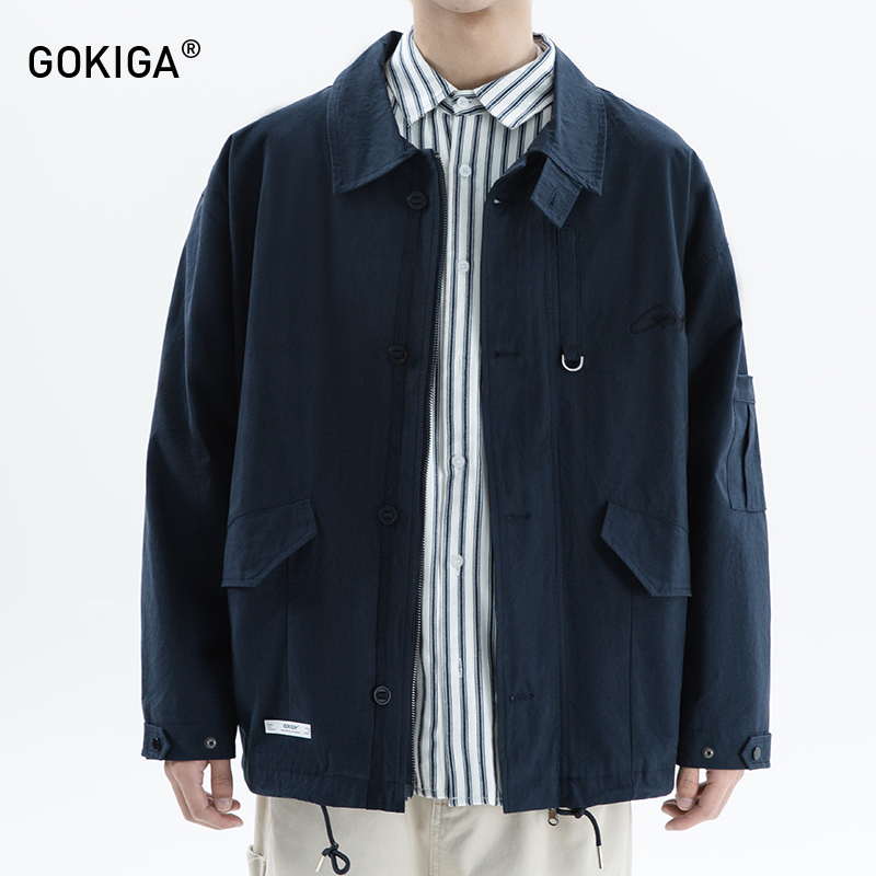日系潮流口袋长袖夹克工装外套男