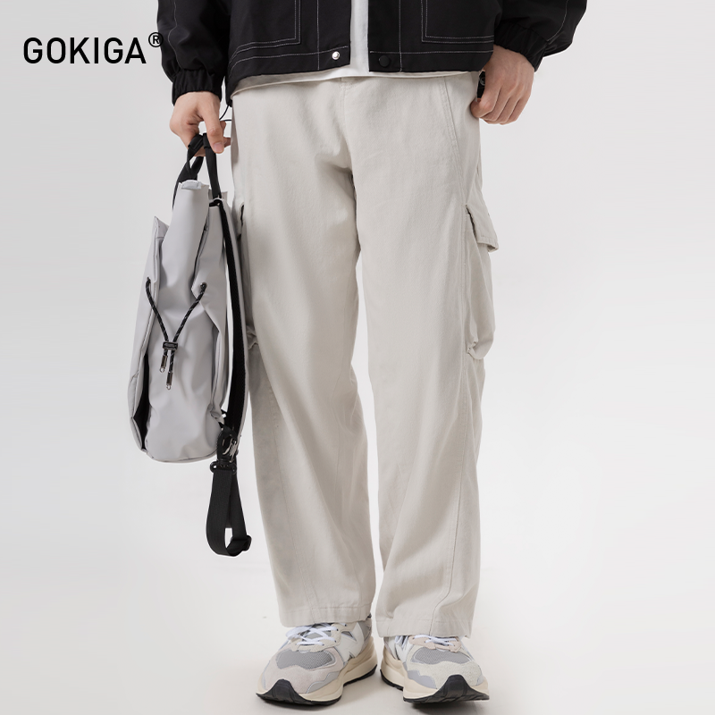 GOKIGA宽松休闲纯棉直筒工装裤秋