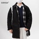 GOKIGA宫崎迦美式 复古加厚中长款 呢料大衣男潮流休闲棉服外套1593