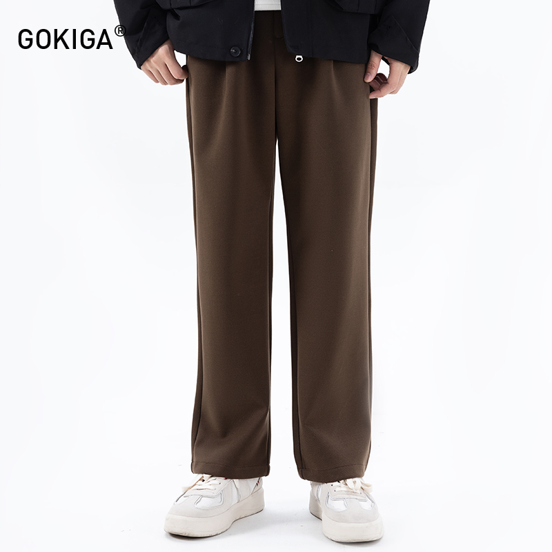 日系简约宽松垂坠休闲直筒长裤男