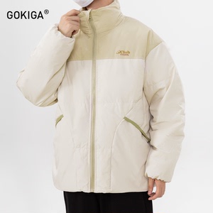 GOKIGA宫崎迦复古撞色90白鸭绒羽绒服男冬季休闲加厚保暖外套1707