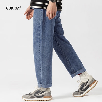 水洗直筒宽松牛仔裤GOKIGA宫崎迦