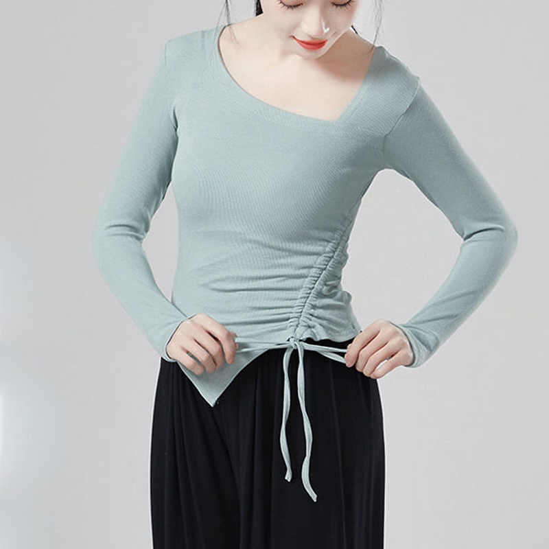 套指长袖抽绳舞蹈服女艺考基训服