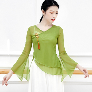 古典舞蹈服上衣女成人形体服仙气纱衣中国舞练功服飘逸基训演出服