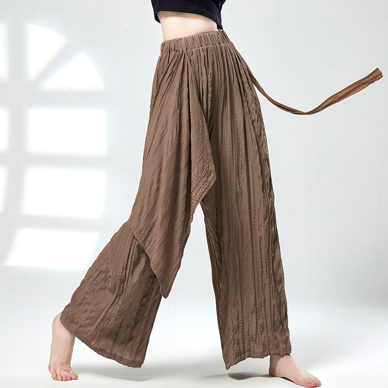 古典舞蹈裤飘带褶皱练功阔腿裤子