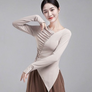 秋冬舞蹈服古典舞练功服女长袖 V领显瘦现代舞中国舞形体艺考服装