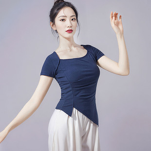 现代舞练功服方领女短袖形体服上衣教师古典舞开叉演出舞蹈服成人