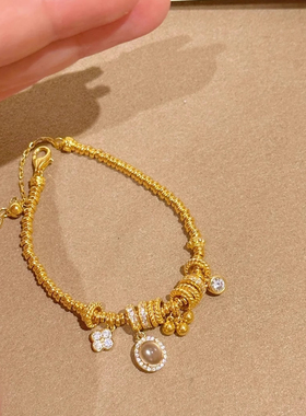 沙金龙心盘缠串珠手链女款轻奢小众精致高级感手串转运珠闺蜜手饰