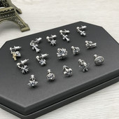 S925纯银耳钉个性 时尚 复古泰银耳饰十字架耳钉男女耳坠欧美潮饰品