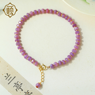 顽石灵浓郁明艳系收藏级刻面红宝石S925银扣手链W2 185P