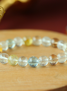 顽石灵 收藏级雪莉酒的琥珀色托帕石彩水晶圆珠单圈手串W2-11