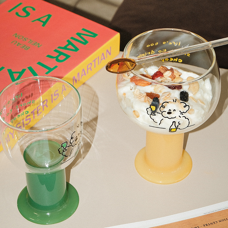 原创韩式可爱小狗手工玻璃高脚杯