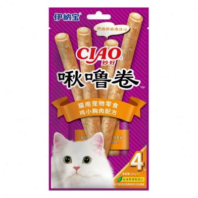 伊纳宝啾噜卷猫咪小零食幼猫湿粮猫条鸡肉猫条饼干营养