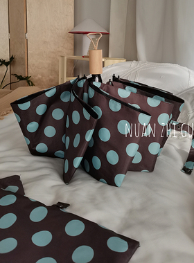 复古波点雨伞女折叠晴雨两用可露丽小众便携遮阳防晒高颜值太阳伞