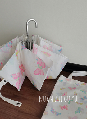 蝴蝶长柄弯钩雨伞女学生原创小众超仙高颜值结实抗风多巴胺ins